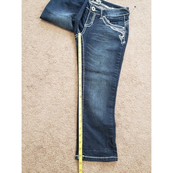 Reign Blue Denim Embroidered Cropped Jeans Pants Nina Women's Sz 5 - Picture 10 of 13
